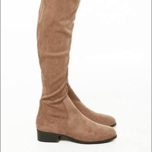 Forever 21 Tan Faux Suede Thigh High Boots